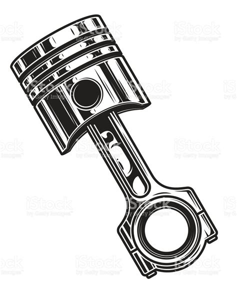 Isolated Monochrome Illustration Of Engine Piston On White Background