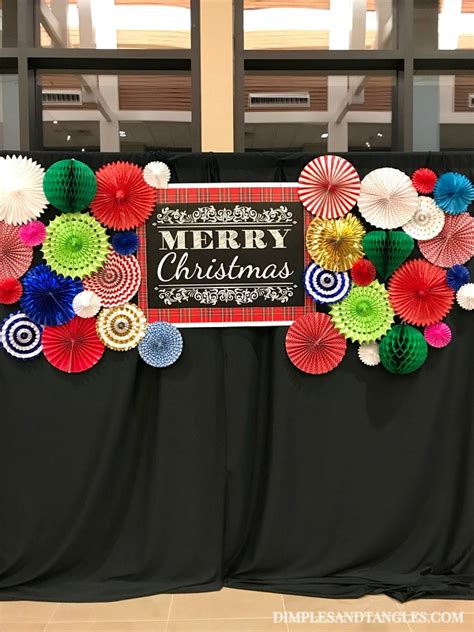 Christmas Photo Booth Backdrop With Paper Party Fans Dimples And Tangles