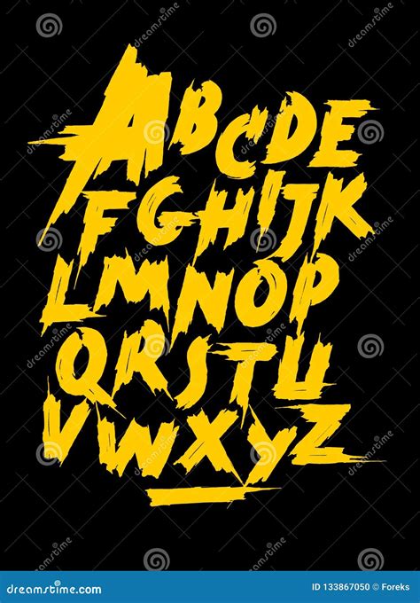 Yellow Calligraphy Hand Lettering Font Vector Alphabet Stock Vector