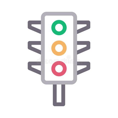 Traffic Light Vector Color Line Icon Stock Vector Illustration Of