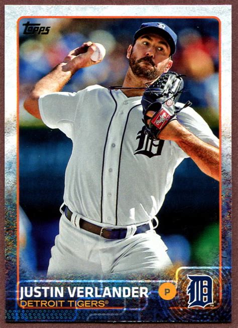 2015 Topps 463 Justin Verlander Baseball Card Detroit Tigers