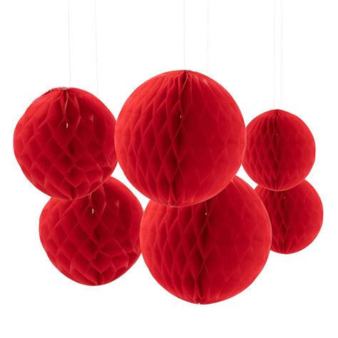 Red Hanging Honeycomb Decorations Party Decor 6 Pieces Ebay