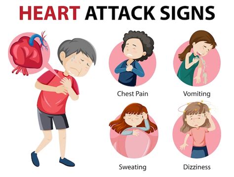 Infográfico De Sintomas De Ataque Cardíaco Ou Sinais De Alerta Vetor