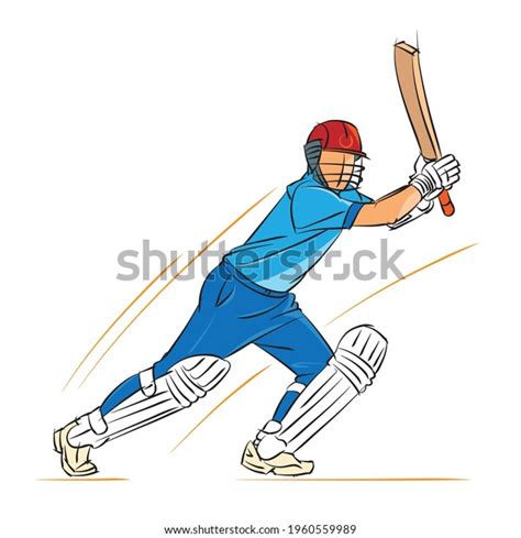 Cricket Player Playing Cricket Vector Illustration Stock Vector