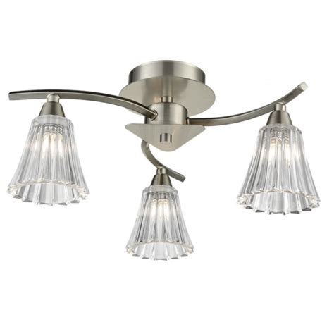 Franklite Lighting Clemmy 3 Light Semi Flush Ceiling Light In Satin