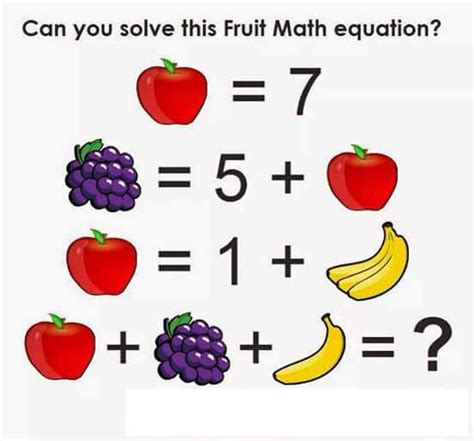 Guess This Fruit Math Equation And Enjoy Eating Fruits Daily Simple