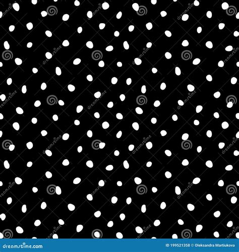 Hipster Black And White Seamless Polka Dot Pattern Vector Irregular Abstract Texture With