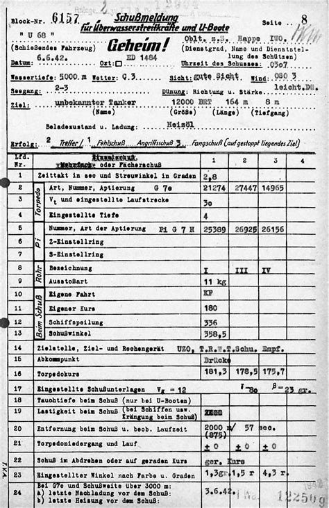 German Records Off The Attack On The Ms C O Stillman