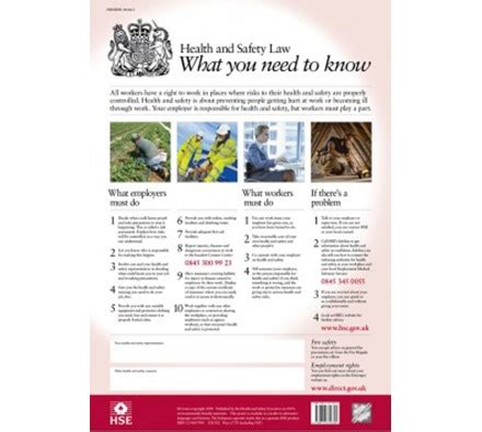 Mandatory federal & state labor law posters. Poster Health & Safety At Work Guide A2 Size x 1 - Medical ...