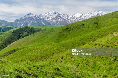Pastures Of Alamedin Valley With A High Mountains Backdrop Kyrgyzst