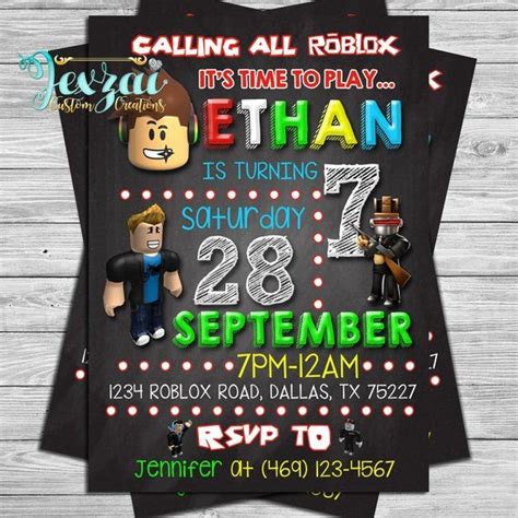 Roblox Birthday Invitation Roblox Chalkboard Invitation Personlized