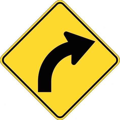 W1 3a R Right Arrow Curve Sign Class 1 Reflective 600mm X 600mm