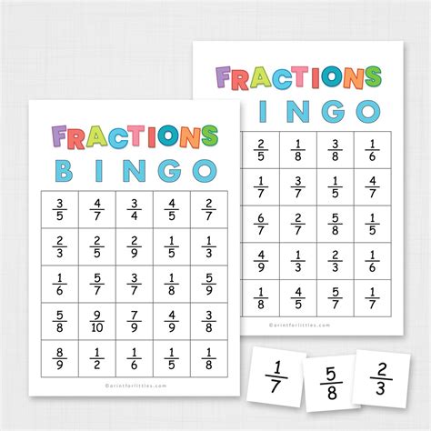 Simplifying Fractions Bingo Printable Math Games For Kids