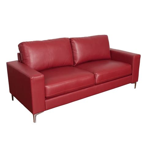 Corliving Cory Contemporary Red Bonded Leather Sofa The Home Depot Canada