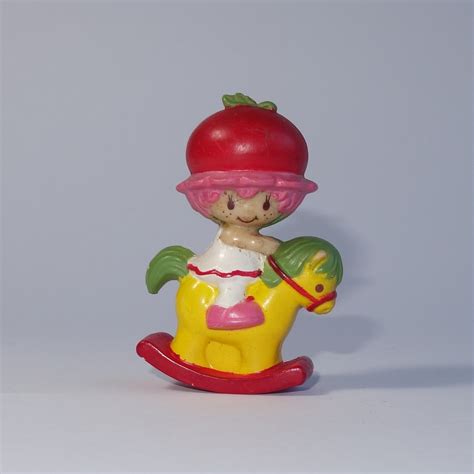 Strawberry Shortcake 1982 Cherry Cuddler On A Rocking Horse Pvc