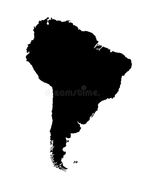 América Del Sur Vector Mapa Contorno Silueta Ilustración Aislado Sobre Fondo Blanco Ilustración