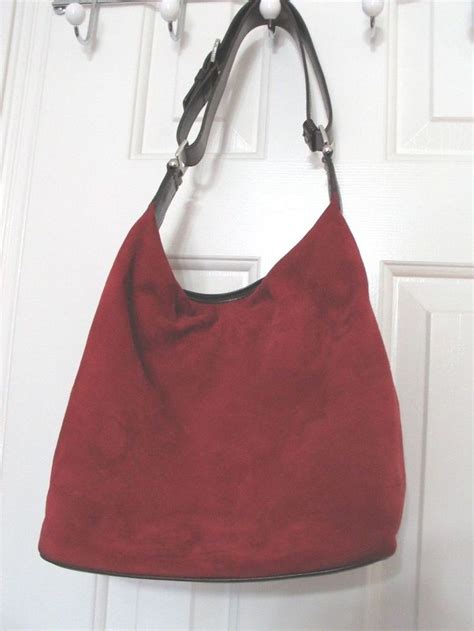 COLE HAAN Red Suede Leather Hobo Bag Handbag Purse ColeHaan Hobo