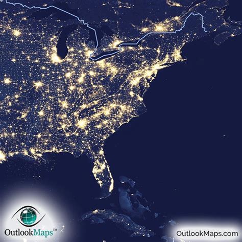 World Map Night City Lights United States Map