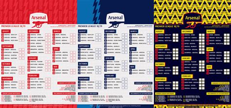 Free Printables: Arsenal's Premier League Fixtures inc Bruised Banana kit