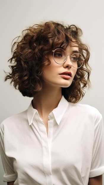 Premium Ai Image Woman Wearing Glasses Short Curly Hair