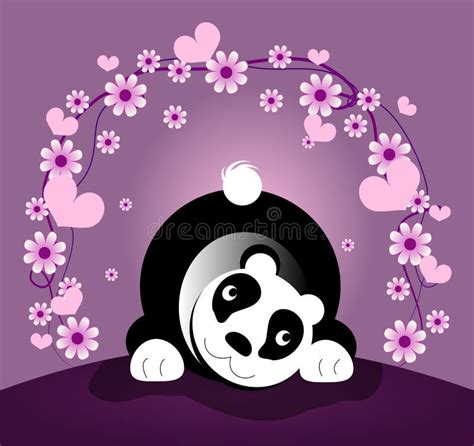 Panda Bear With Flower Decoration Stock Illustration Illustration Of