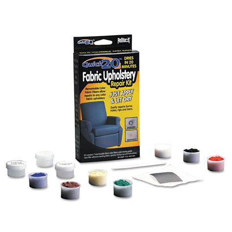 Kit comes with 7 fabric fiber colors, fabric adhesive, spatula, mixing bottle, screen applicator, color mix chart and step by step instructions. ReStor-It Quick 20 Fabric/Upholstery Repair Kit by Master ...