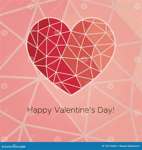 Happy Valentine`s Day Beautiful Heart Abstract Low Poly Geometric