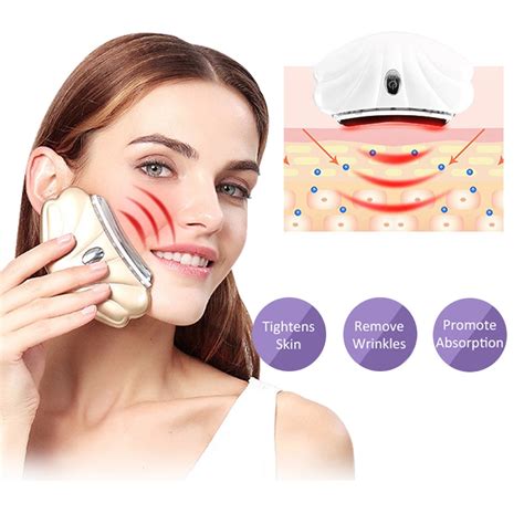 ultrasonic neck massager vibration wrinkles remover double chin removal led photon light heating
