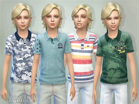 Lillkas Printed Polo Shirts Sims 4 Children Sims 4 Toddler Sims 4