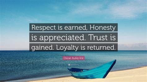Oscar Auliq Ice Quote Respect Is Earned Honesty Is Appreciated Trust Is Gained Loyalty Is