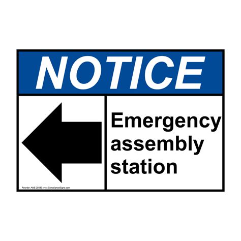 Emergency Assembly Station Left Arrow Sign With Symbol Ansi My Xxx Hot Girl