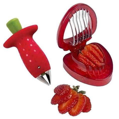 Kitchen Gadgets Strawberry Slicer Cutter Huller Stainless Steel Blade