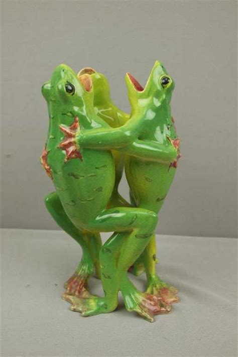 Majolica Figural Vase With Three Dancing Frogs
