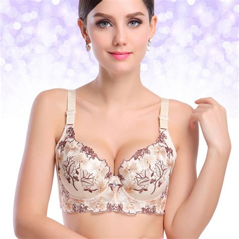 Noble Retro Flower Embroidery Adjust Bra Push Up Strong Sexy Lingerie