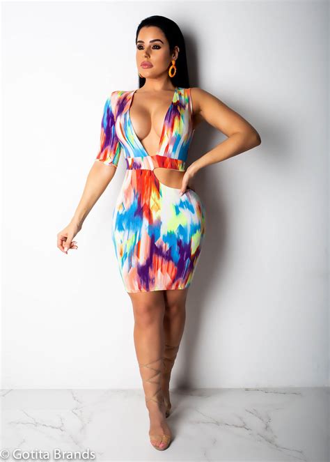 colombian fashion sexy morena colorful dress gotita brands