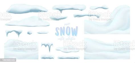 Vector Collection Of Snow Caps Pile Icicles Isolated On Background