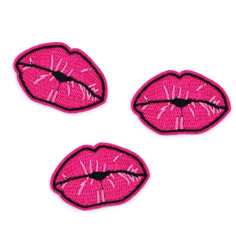 1pcs Sexy Embroidery Lip Stripes Patches Iron On Patch Diy Sewing