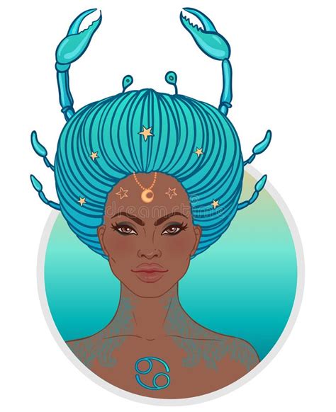 Illustration Of Cancer Zodiac Sign As A Beautiful Girl Stock