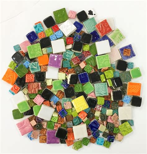 Mosaic Square Tiles 1 Lb High Fired Ceramic Tiles Mixed Etsy