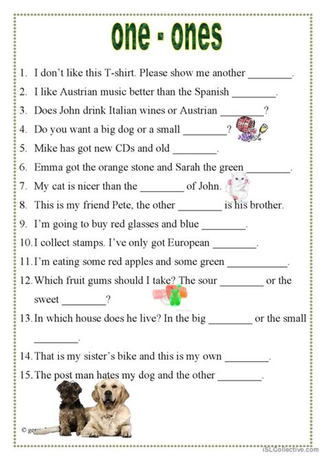 One Ones General Grammar Practice English Esl Worksheets Pdf Doc