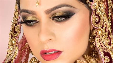 Gold Glitter Traditional Asian Bridal Makeup Youtube