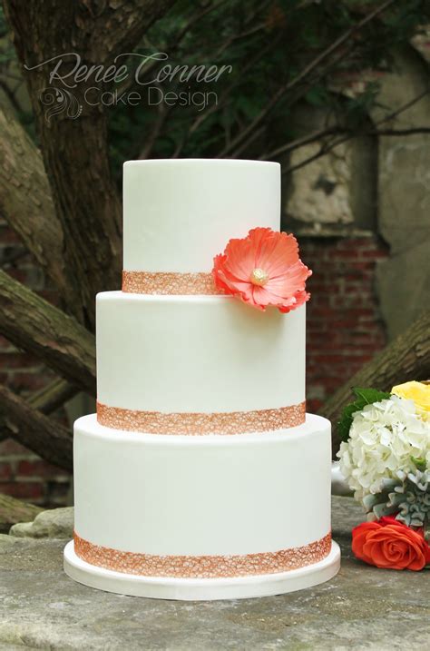 Coral Flower Wedding Cake Rcw Renee Conner Cake Design