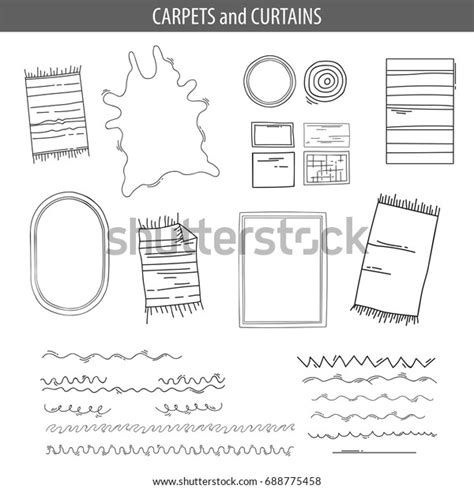 Set Linear Icons Interior Top View Stock Vector Royalty Free