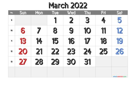 Free March 2022 Calendar Printable Pdf And Image