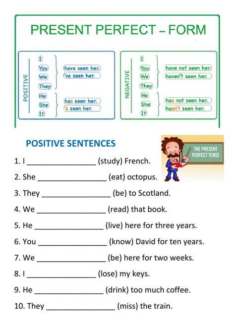 Present Perfect Simple Positive And Negative Worksheet Present