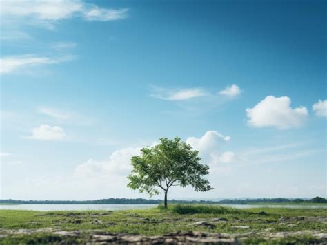 Premium Ai Image A Lone Tree Stands Alone In The Middle Of A Grassy Field