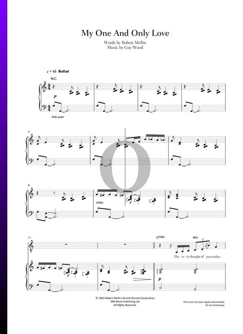 My One And Only Love Sheet Music Piano Voice Oktav