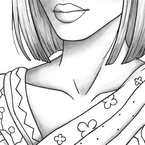 Printable Coloring Page Girl Portrait And Clothes Colouring Etsy Artofit
