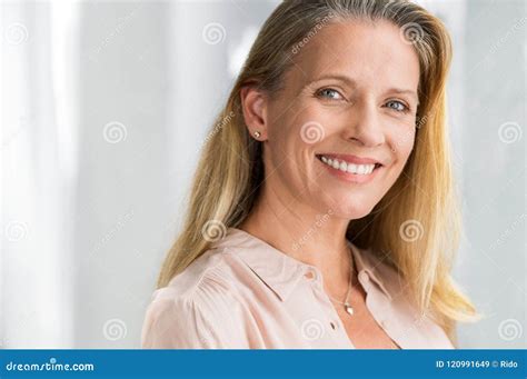 Senior Woman Smiling Face Stock Image Image Of Home 120991649