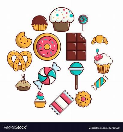 Sweets Candy Cartoon Clipart Cakes Vector Icons